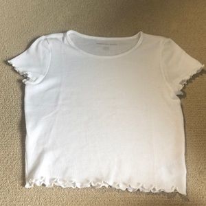 Cute White ruffle sleeves and bottom tshirt